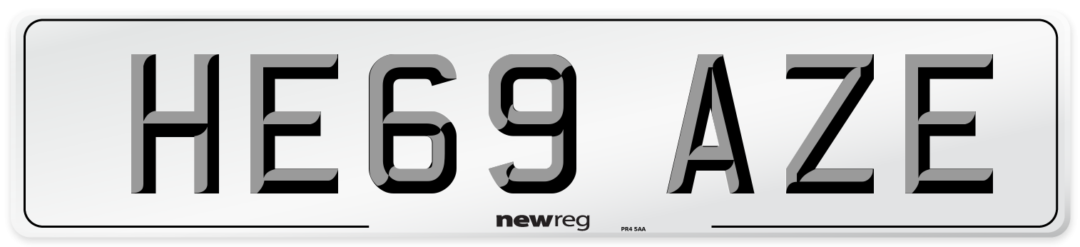 HE69 AZE Number Plate from New Reg